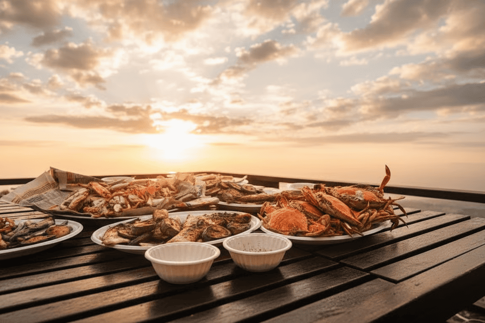 Thưởng thức hải sản tại các làng chài gần Eo Gió (Nguồn: Internet).